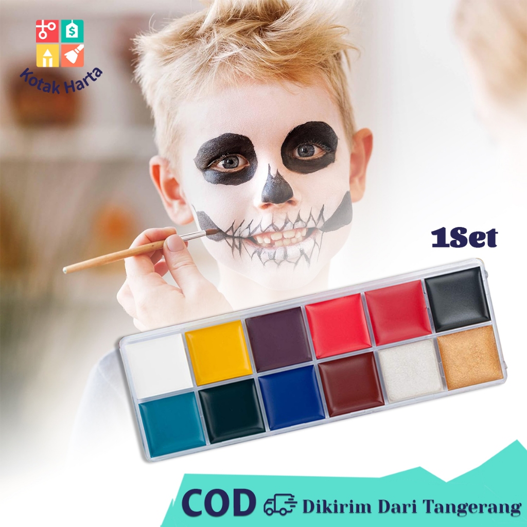 

Face Painting Set 12 Warna Body Painting Cat Muka Makeup Lukis Wajah Non Toxic Painting Wajah