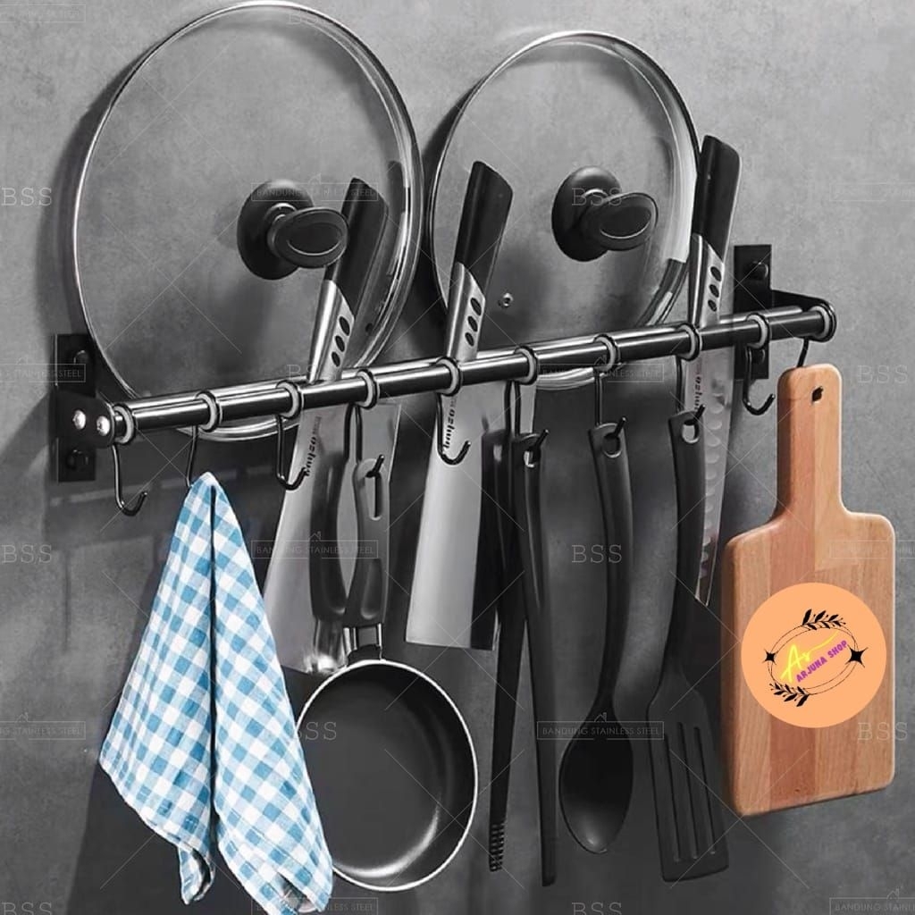 Gantungan panci dapur dinding rak dapur rak dinding gantungan alumunium serbaguna minimalis/gantunga