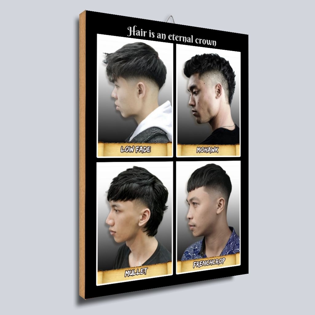 Poster kayu barbersop / poster pangkas rambut / model rambut  terbaru model rumbut gaya rambut pangk