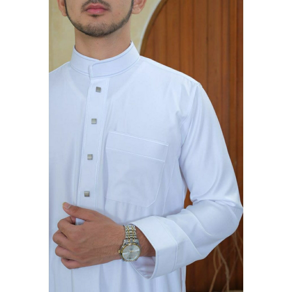 09 GAMIS JUBAH PRIA AL HARAMAIN WOLL KANCING PREMIUM LENGAN PANJANG