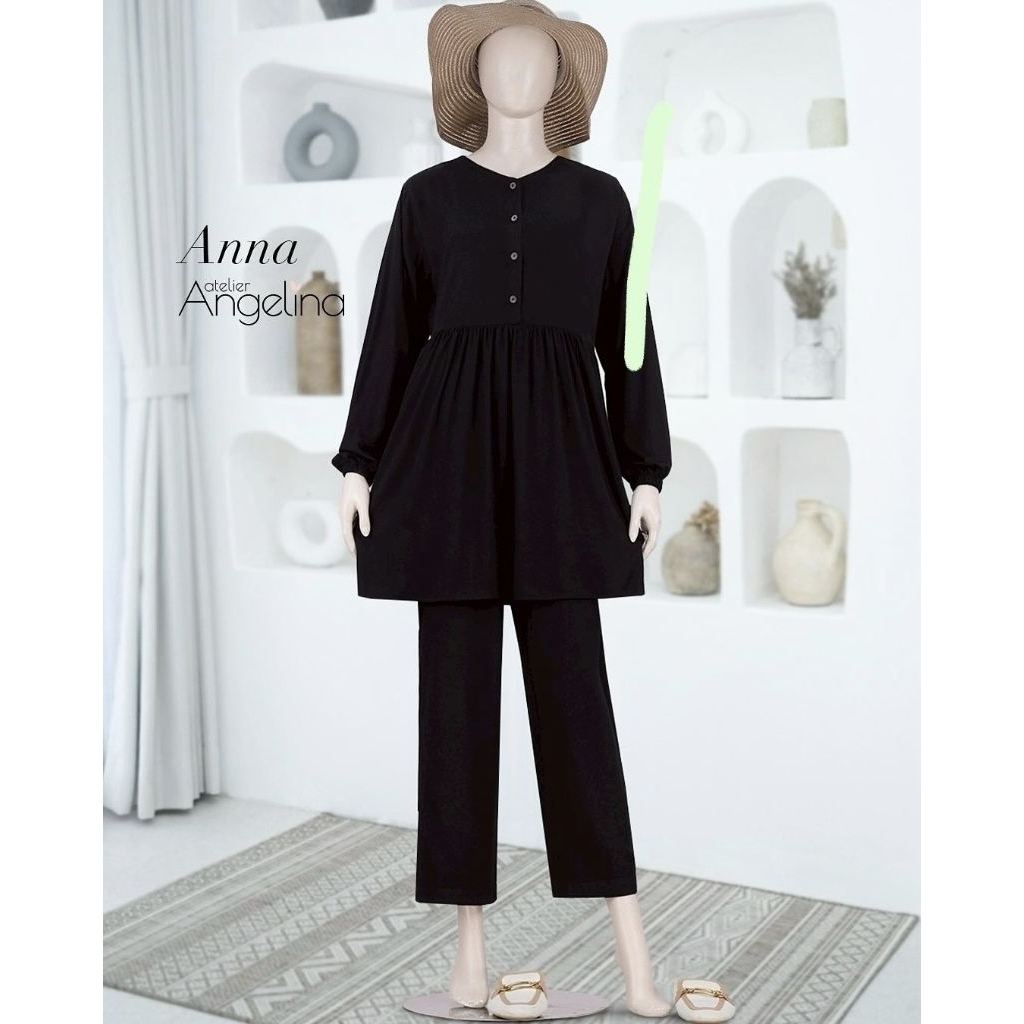 ANNA EMBRO BLACK PARIS BY ATELIER ANGELINA Setelan Celana Rayon Premium