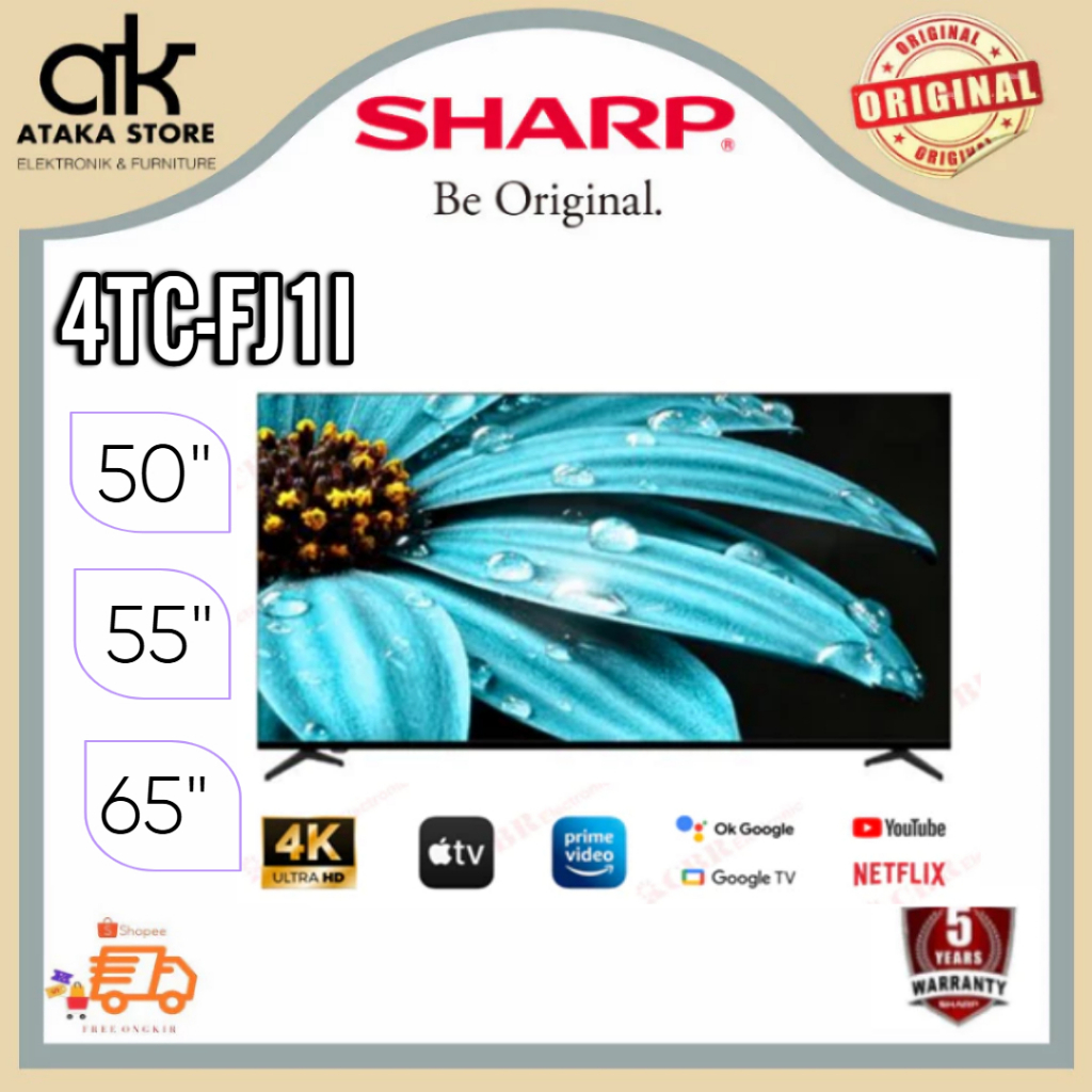 TV LED SHARP ANDROID 50-65 INCH 50FJ1X FLED Sharp 50 Inch Android TV UHD 4K TV Sharp 50"