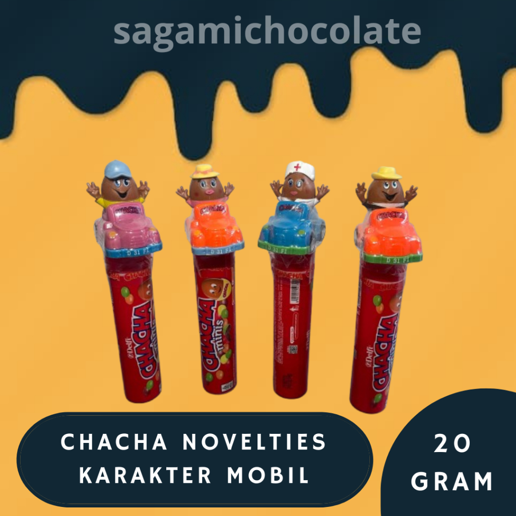 

CHA CHA NOVELTIES 20 GRAM / PERMEN CHACHA MILK CHOCOLATE TUBE MOBIL