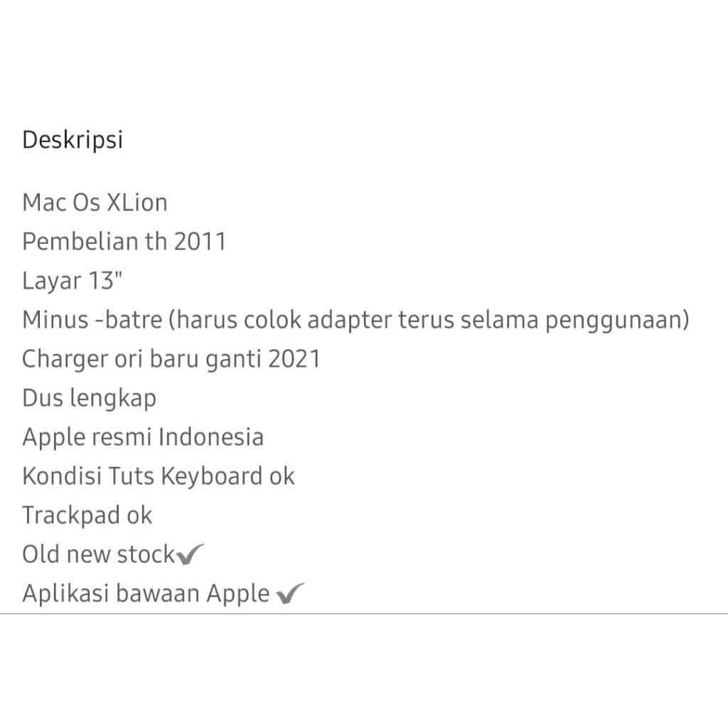 Fixorder Macbook Air 2011 (Second)