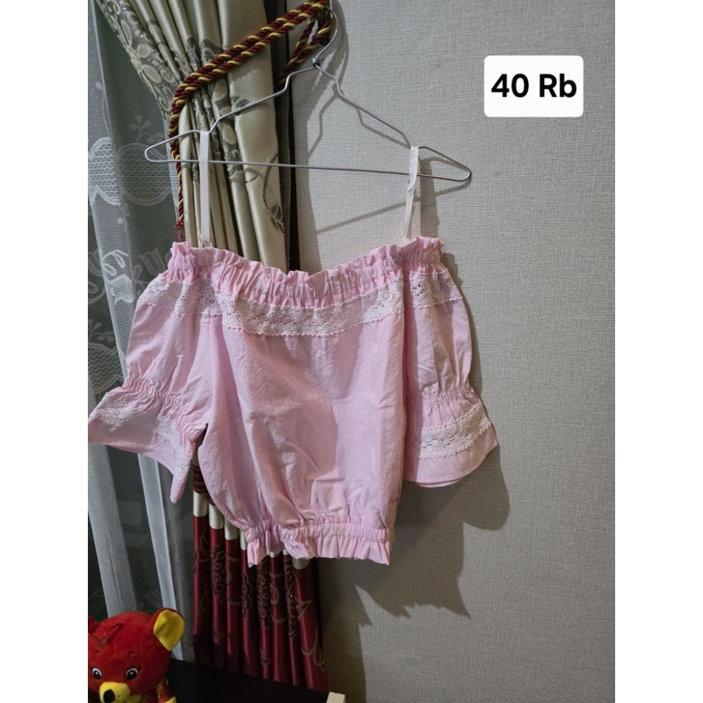 atasan wanita croptop pink