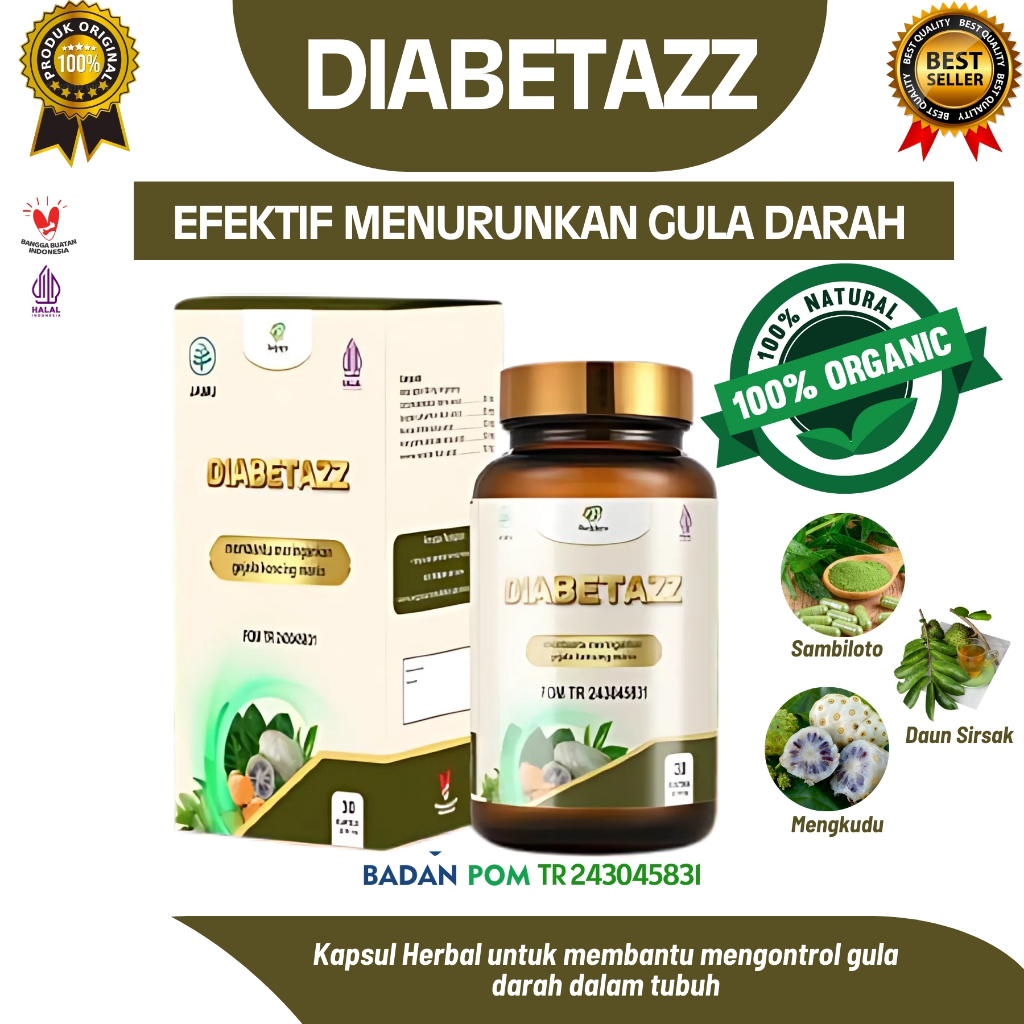 

Diabetazz 30 Kapsul – Herbal Alami untuk Diabetes & Gula Darah Tinggi | Kunyit, Mengkudu, Sambiloto