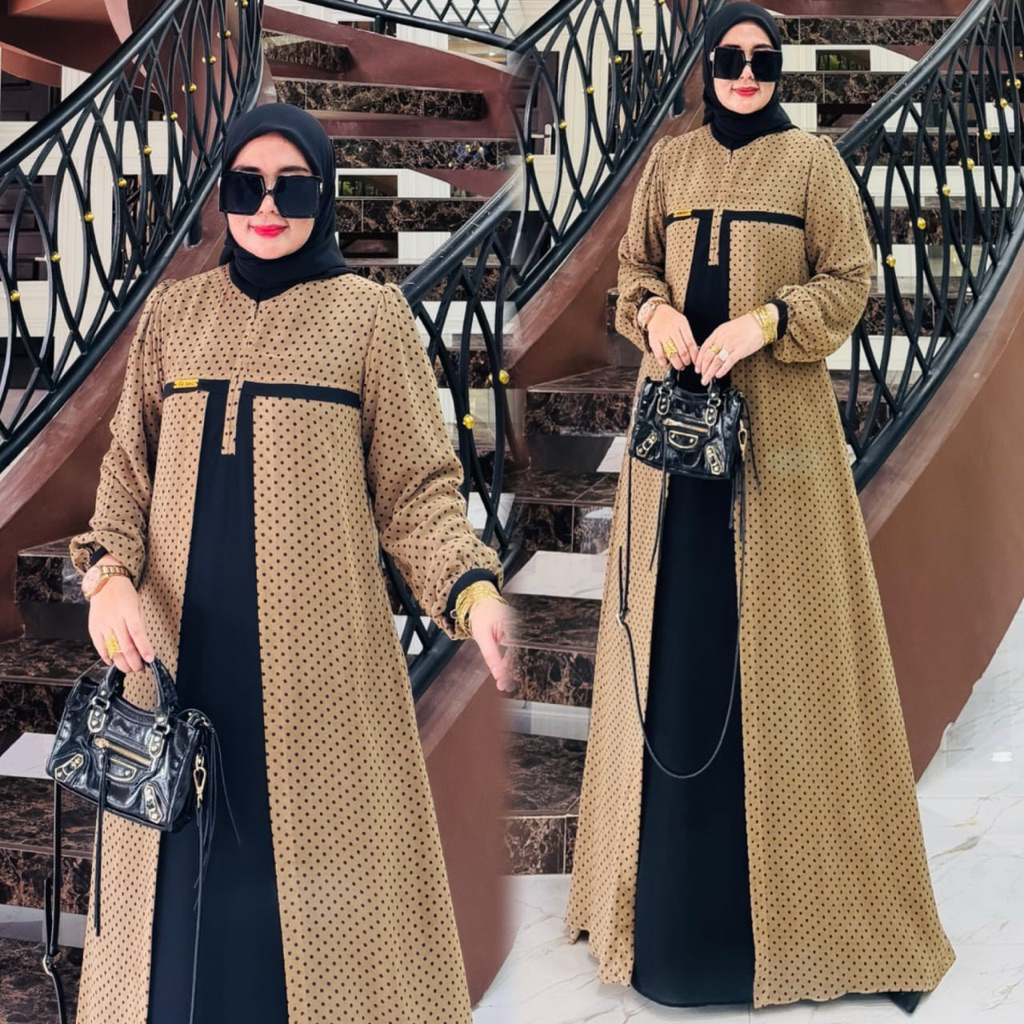 Gamis Syafeera Motif Polka / COD / Syafeera Set Jilbab