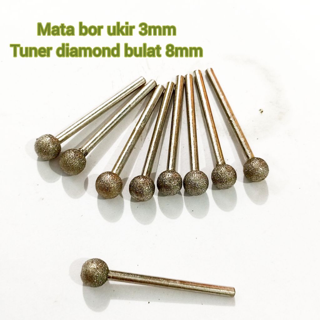KS00871 Mata bor tuner diamond gagang 3mm kepala 8mm mata bor ukir granit keramik kaca dan lain lain