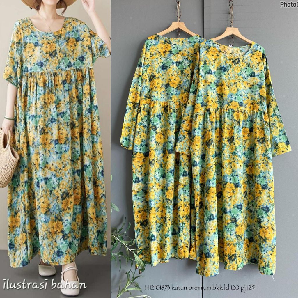 Real pic Original dan TERMURAH Maxi dress Luna Maya Etnik / Gamis etnik Rayon PREMIUM Bangkok Import