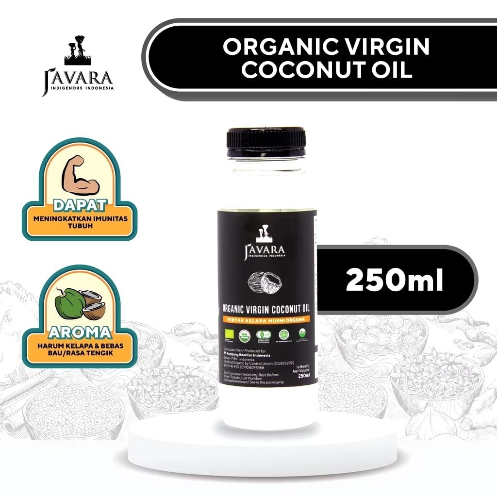 Javara Organic Virgin Coconut Oil VCO Javara | Minyak VCO minyak kelapa Murni Organic Pet Bottle 250