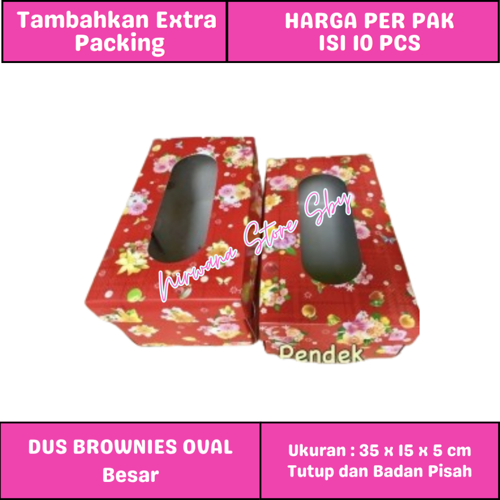 

(10 Pcs) Dus Brownies Oval Motif Besar / 35x15x5 cm / Dus Brownies Jendela / Dus Kue / Box Kue / Kotak Kue