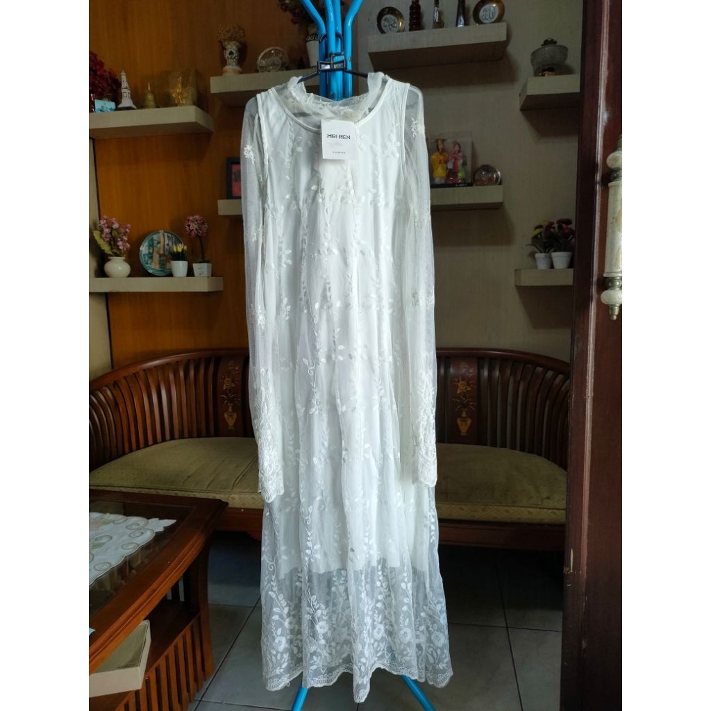 Dress Putih Korea Vintage