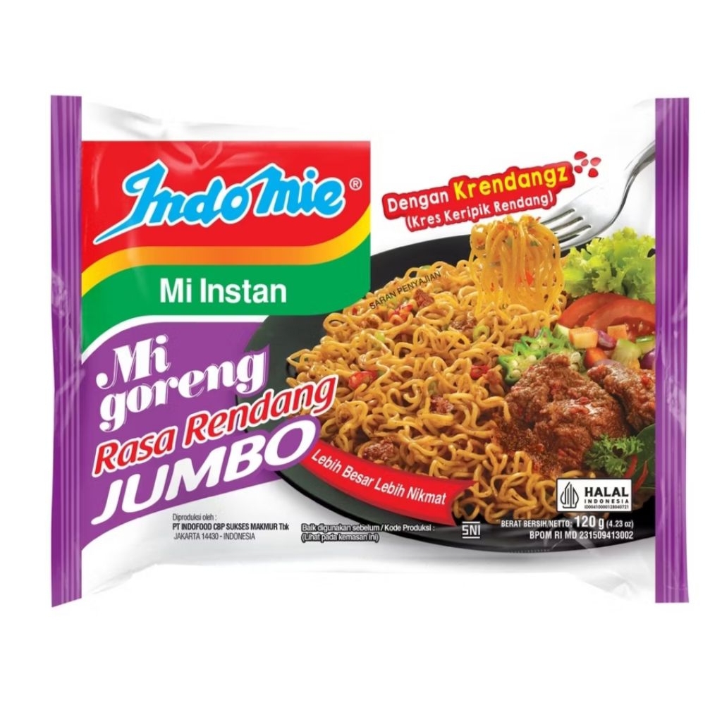 

Indomie goreng jumbo rasa rendang / Mie Instan goreng Jumbo
