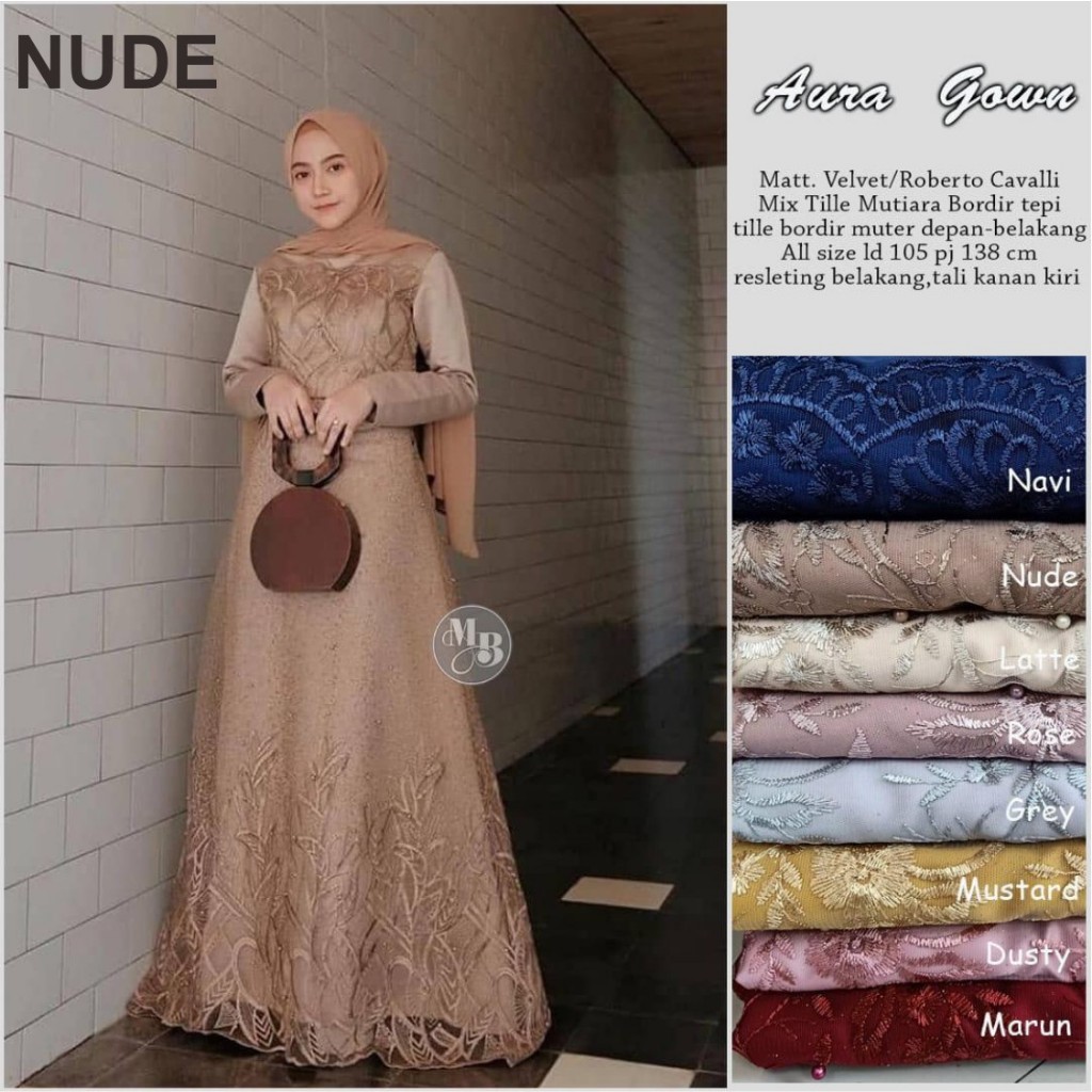 LAKSITA BUSANA - GAMIS BROKAT AURA MAXY FULL PAYET GAMIS KONDANGAN WANITA MAYUNG JUMBO DRESS PESTA