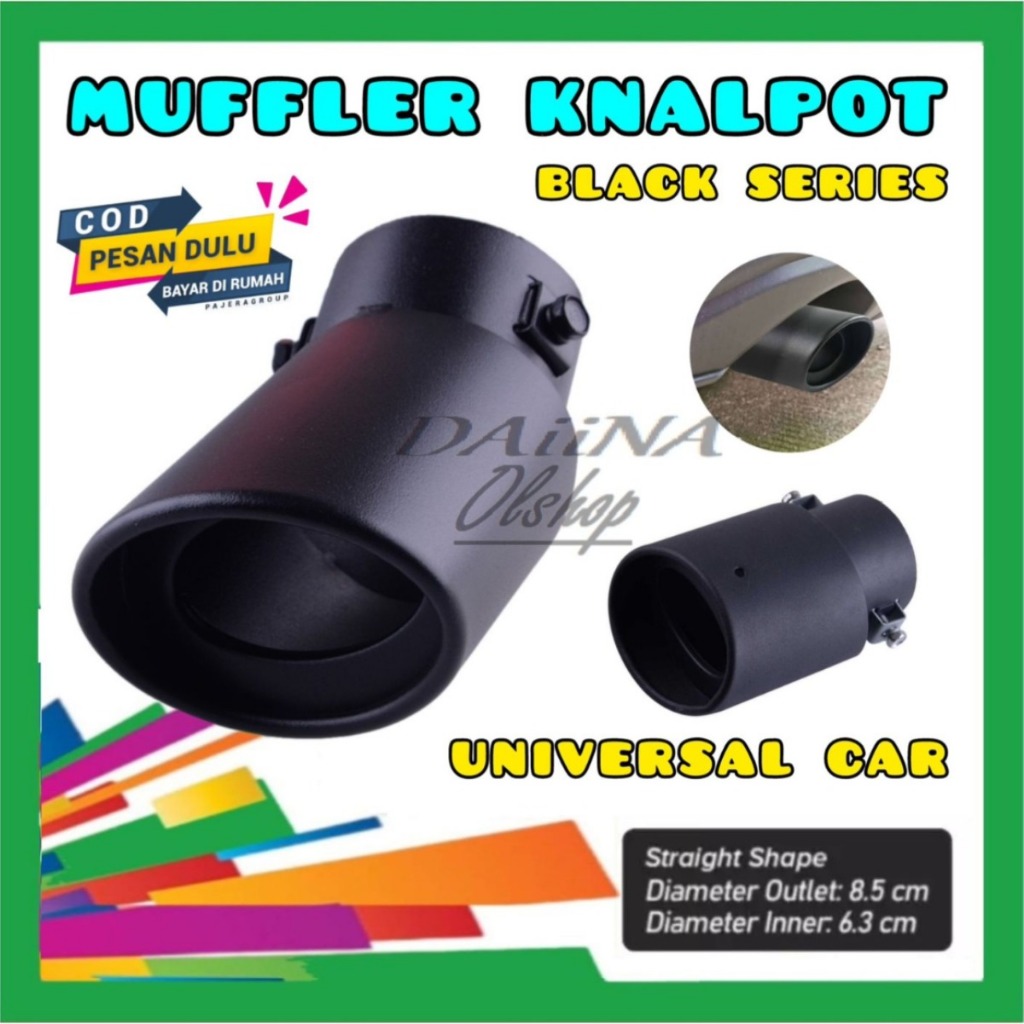 MUFFLER VARIASI UJUNG KNALPOT MOBIL PANJANG 15CM HITAM DOFF