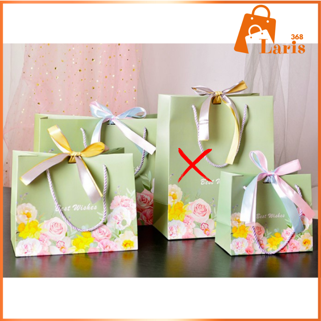 

Laris368 PB69 Paperbag Tas Hampers Hadiah Goodie Bag Hijau Flower Aesthetic Best Wishes Premium