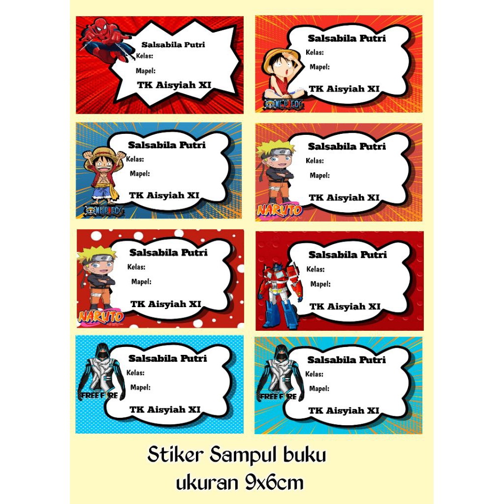 

Stiker nama untuk sampul buku,bisa pilih gambar sesuai foto