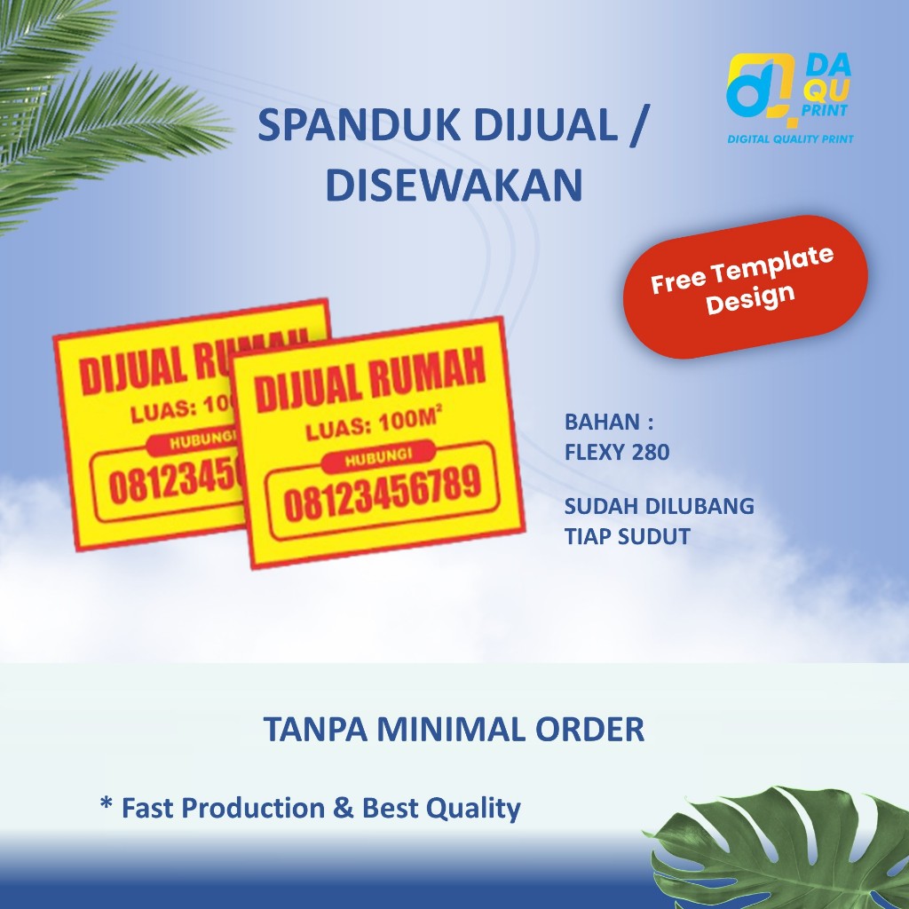 CETAK SPANDUK RUMAH INI DI KONTRAKAN / DIJUAL