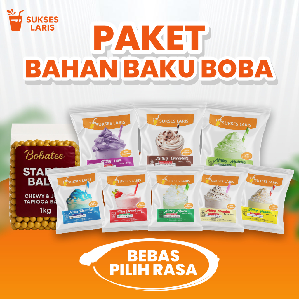 

BUBUK BOBA KEKINIAN 1 PAKET | BOBA MILKY | BUBUK MINUMAN + BOBA