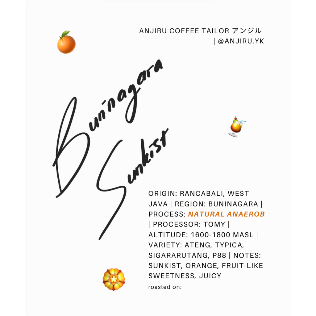 

Buninagara Sunkist - Kopi Arabika Buninagara West Java Natural Anaerob Filter Roast Coffee Single Origin (BIJI/BUBUK)