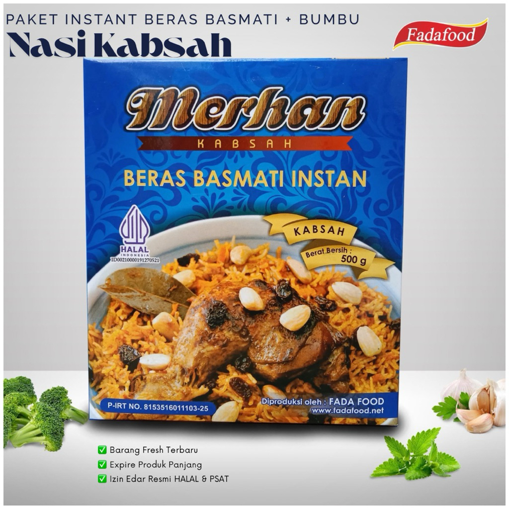 

MERHAN KABSA 500gr Paket Beras Basmati Instant Nasi Kapsah Kabsah Kapsa Praktis Instan Arab Plus