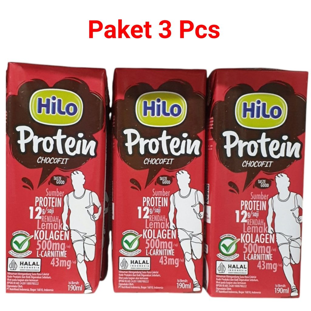 

Paket 3 Pcs HiLo Protein Chocofit UHT 190mL – Susu Cokelat dengan Collagen