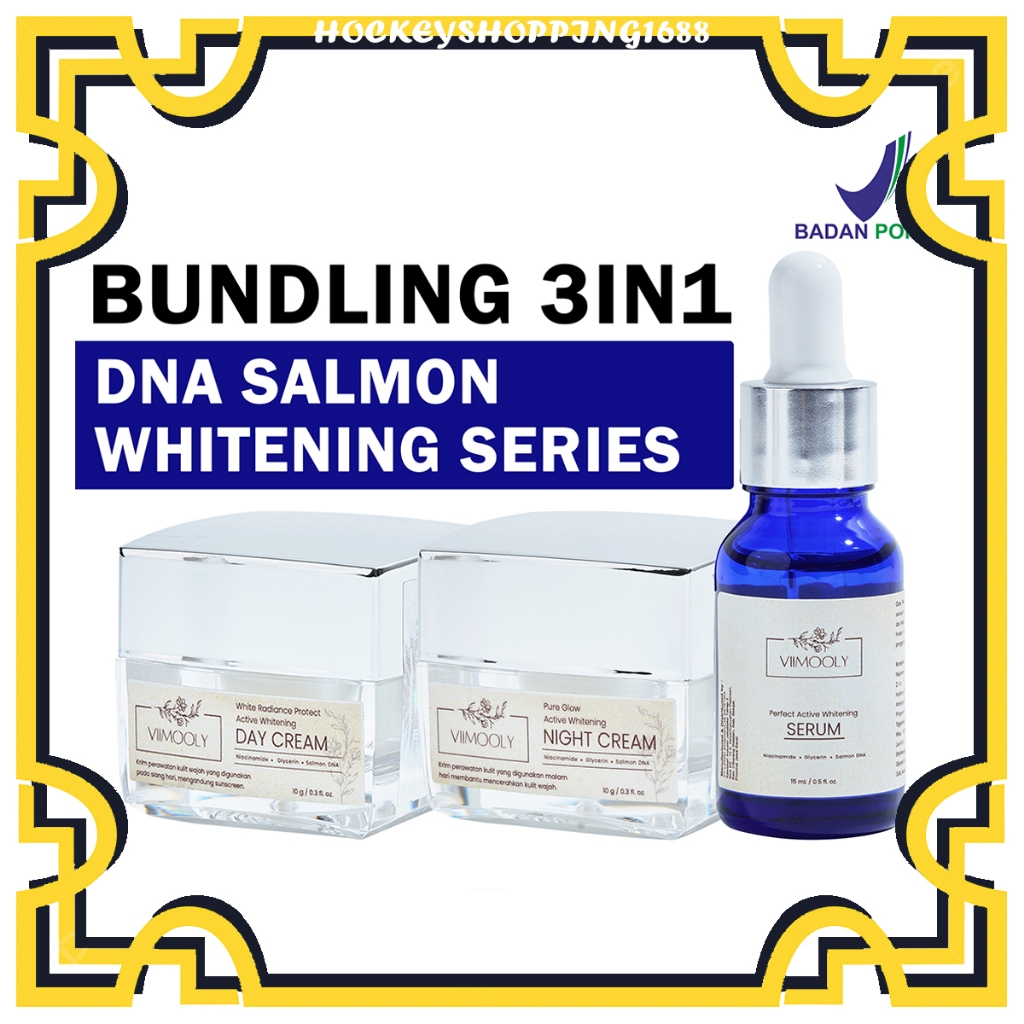 HS [ PAKETAN ] VIIMOOLY - PAKETAN DNA SALMON WHITENING SKIN SERIES 3IN1 DAY CREAM NIGHT CREAM & SERU