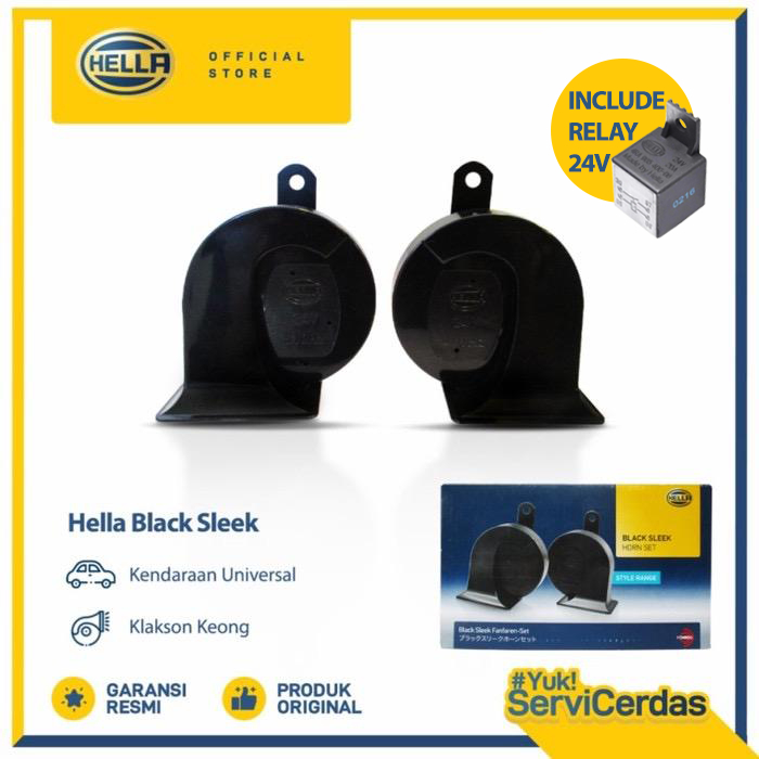 Klakson Keong Hella Black Sleek 24V Include Relay - Klakson mobil