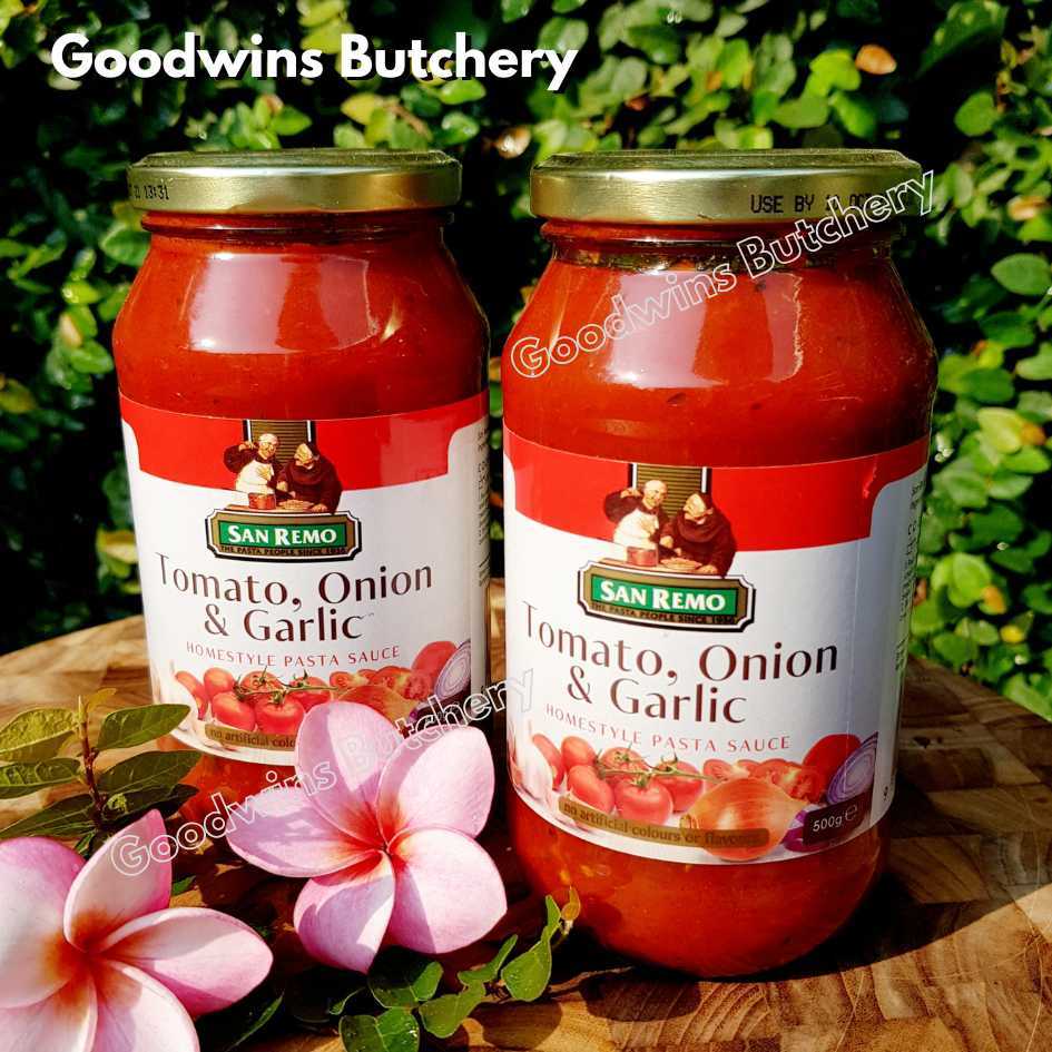 

Sanremo TOMATO ONION GARLIC SAUCE saus pasta tomat Australia San Remo 500g