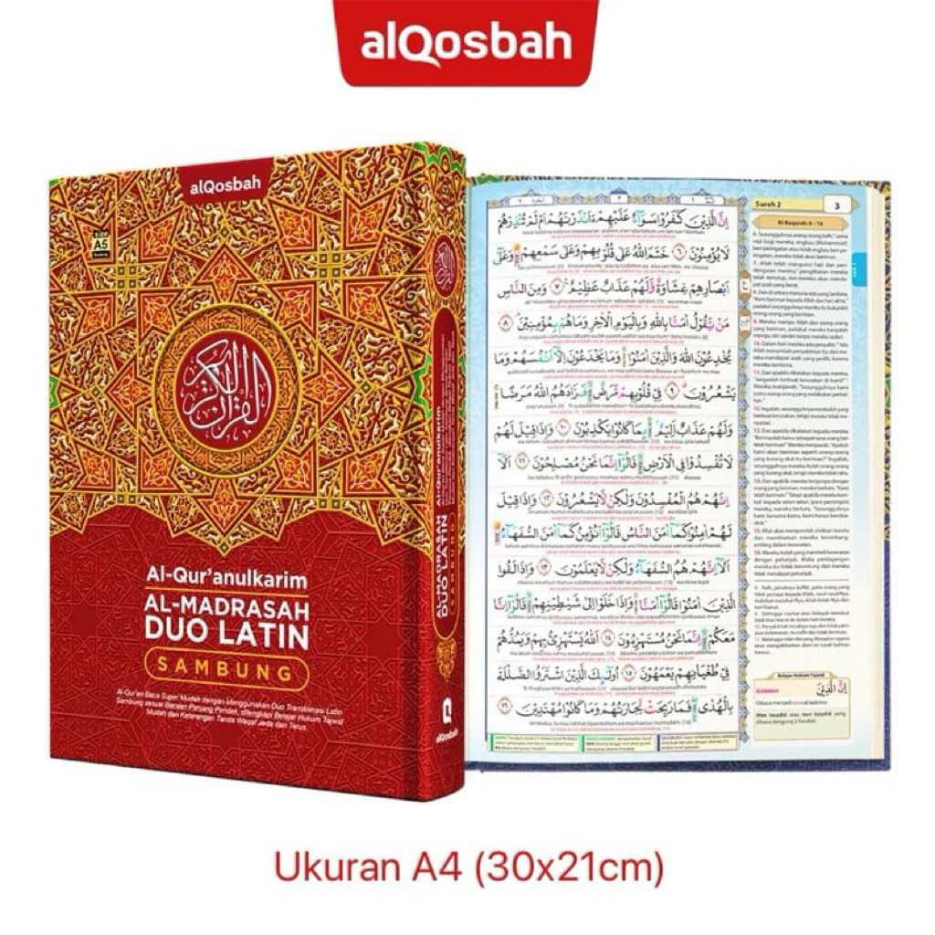 Alquran Al Madrasah DUO LATIN Sambung Ukuran A4 / Besar Alqosbah