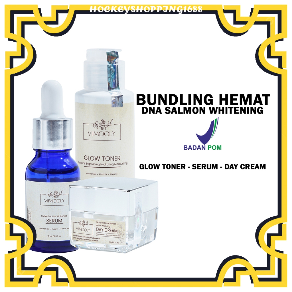 HS [ PAKETAN ] VIIMOOLY - PAKETAN DNA SALMON WHITENING SKIN SERIES 3IN1 DAY CREAM GLOW TONER & SERUM