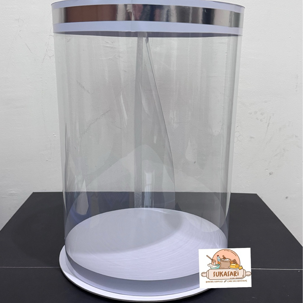 Mika Cake Bulat Emas Putih Cake box round Gold White Tinggi 30 cm