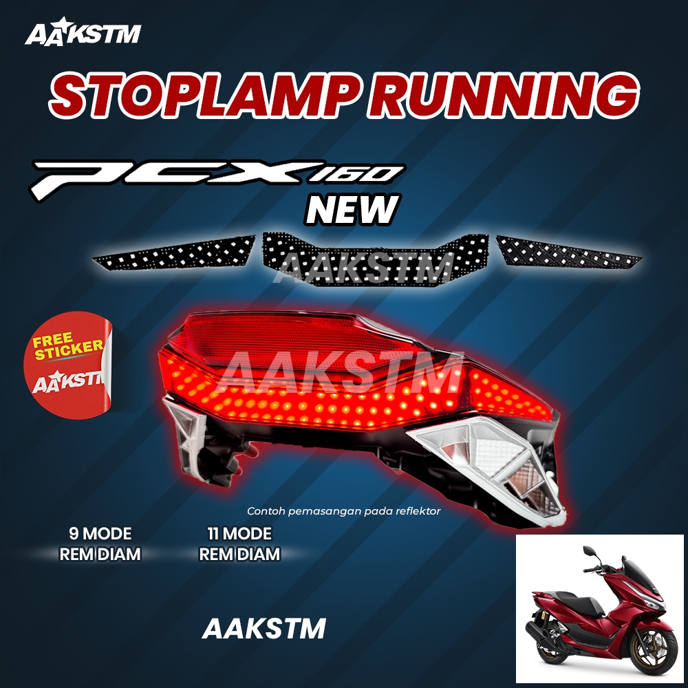 Lampu Rem LED PCX 160 New Roadsync 9 / 11 Mode Running Lampu Belakang Variasi Modifikasi Motor