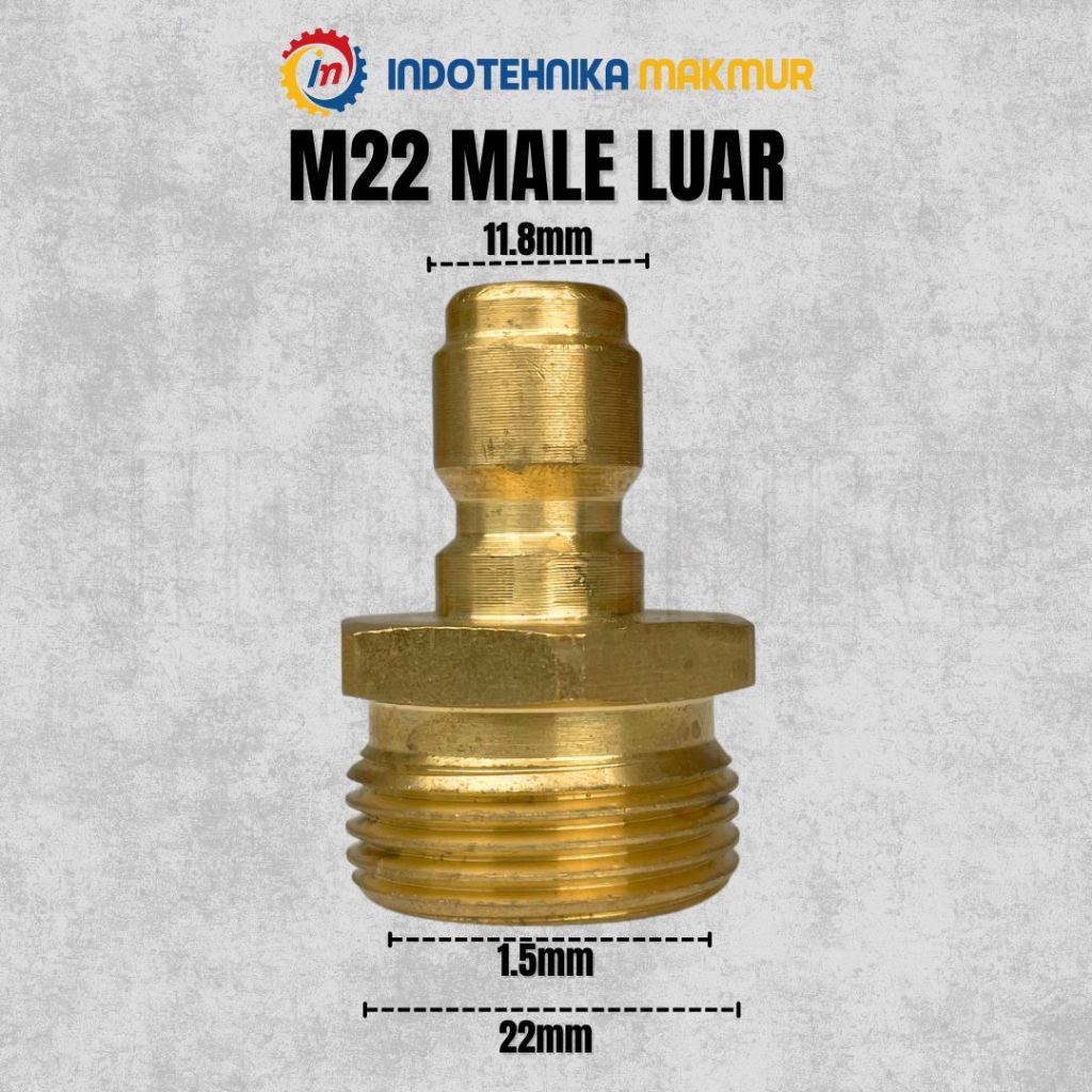 Adaptor M22 male quick release 1/4 gun hose selang jet cleaner - Quick release adaptor M22