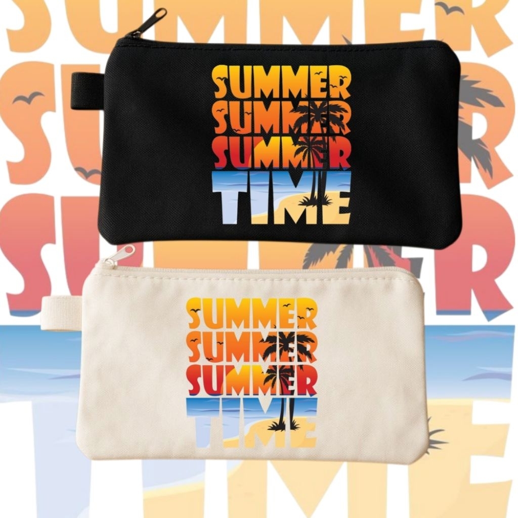 

Tempat pinsil / Pouch kanvas gambar pantai tepak serbaguna