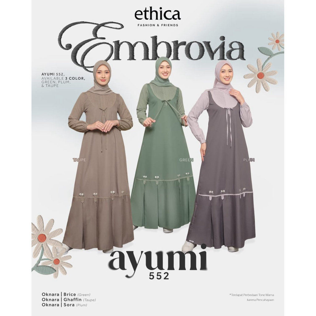 ETHICA GAMIS AYUMI 552 (Green, Plum, Taupe) Dress