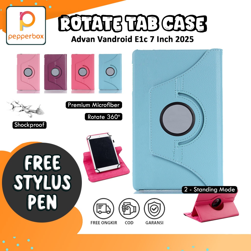 Softcase for Advan Vandroid E1c 7 Inch 2025 Bonus Stylus Pen Casing Premium Tab Flip Case Bookcover 