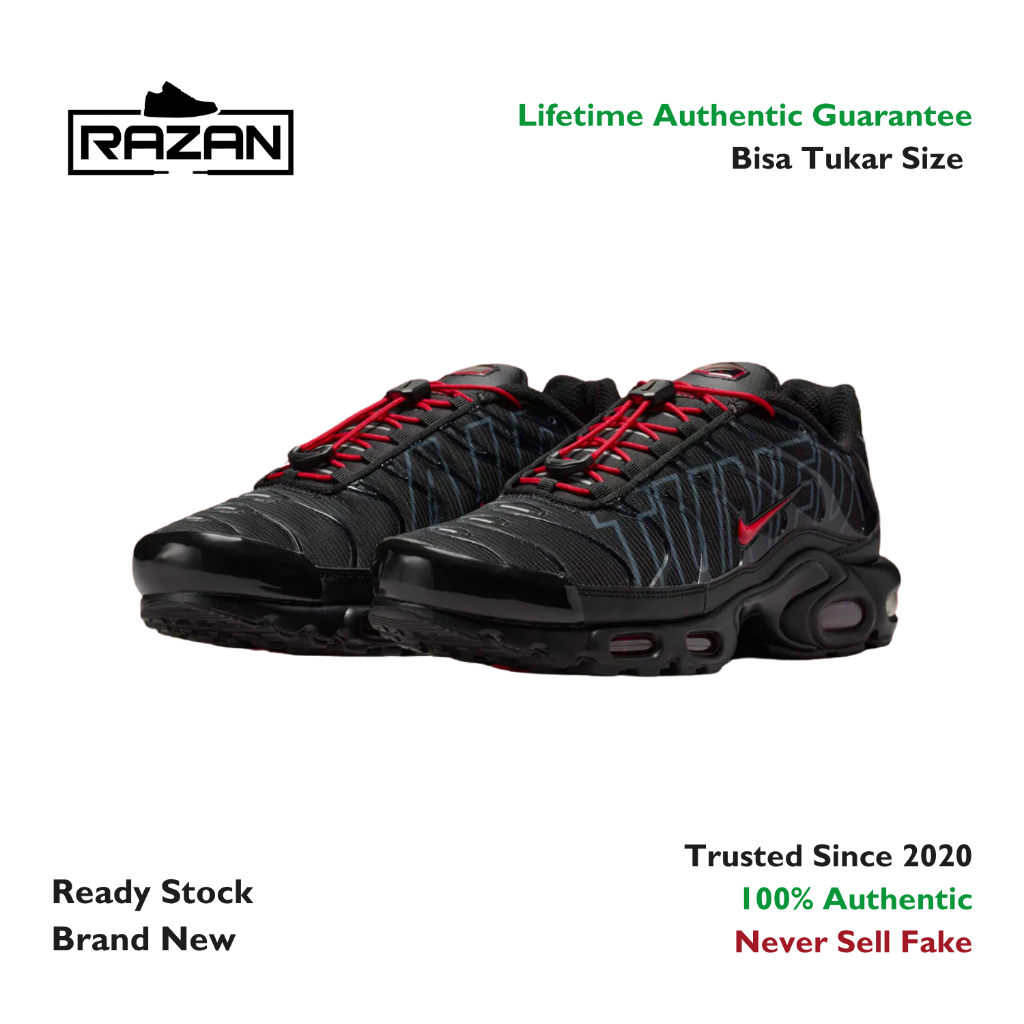 Nike Air Max Plus Tuned Air Black Red 100% Authentic Original