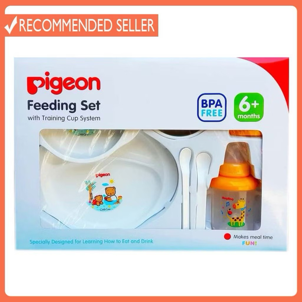PIGEON Feeding Set komplit with training cup mag mag Tempat Makan Kado Bayi