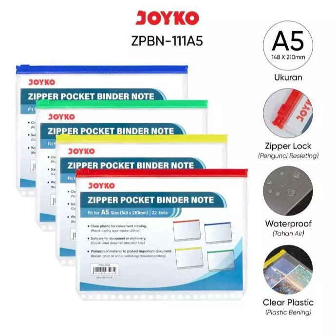 

Zipper Pocket Binder Note A5 Joyko ZPBN-111A5