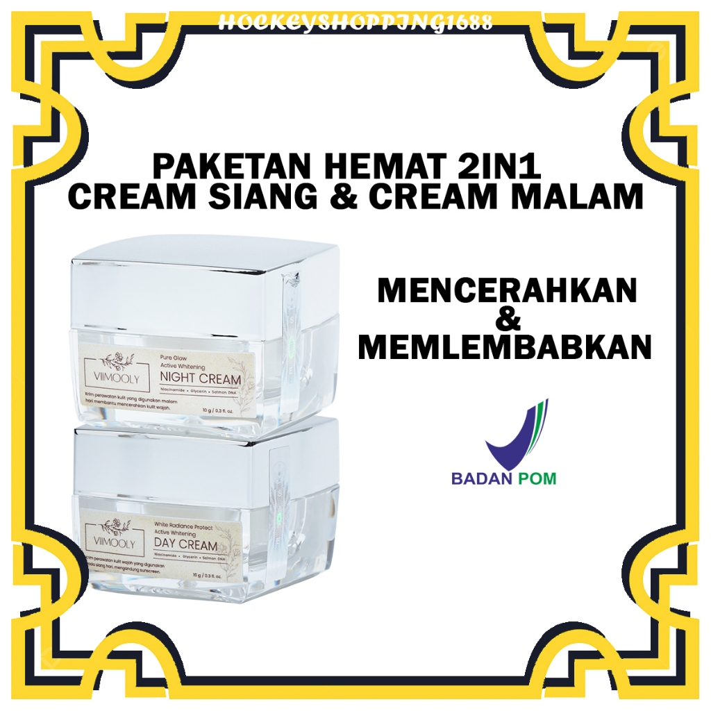 HS [ PAKETAN ] VIIMOOLY - PAKETAN DNA SALMON 2IN1 WHITENING DAY CREAM & NIGHT CREAM WITH NIACINAMIDE