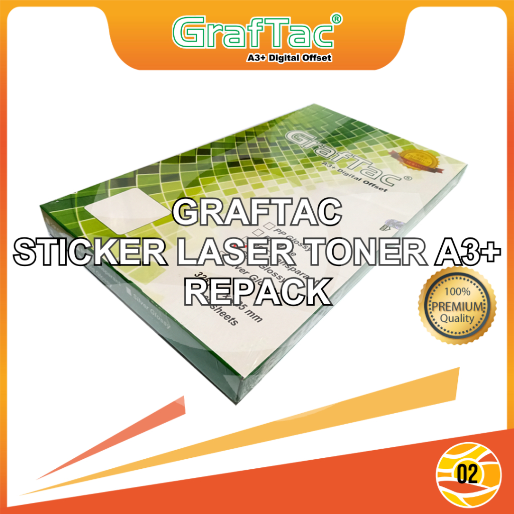 

Graftac Sticker VInyl A3+ Gold Glossy | SIlver Glossy Matte Stiker Laser DIgital Print - Repack 20