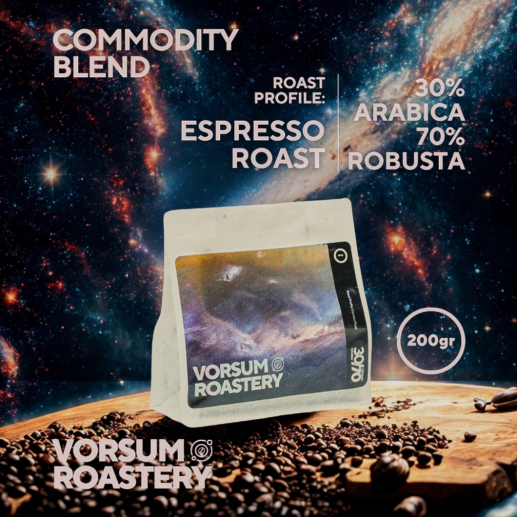 

Commodity blend 30 % Arabica : 70% Robusta - Espresso Roast Coffee 200gr, 500gr, 1kg, 5kg Vorsum Roastery