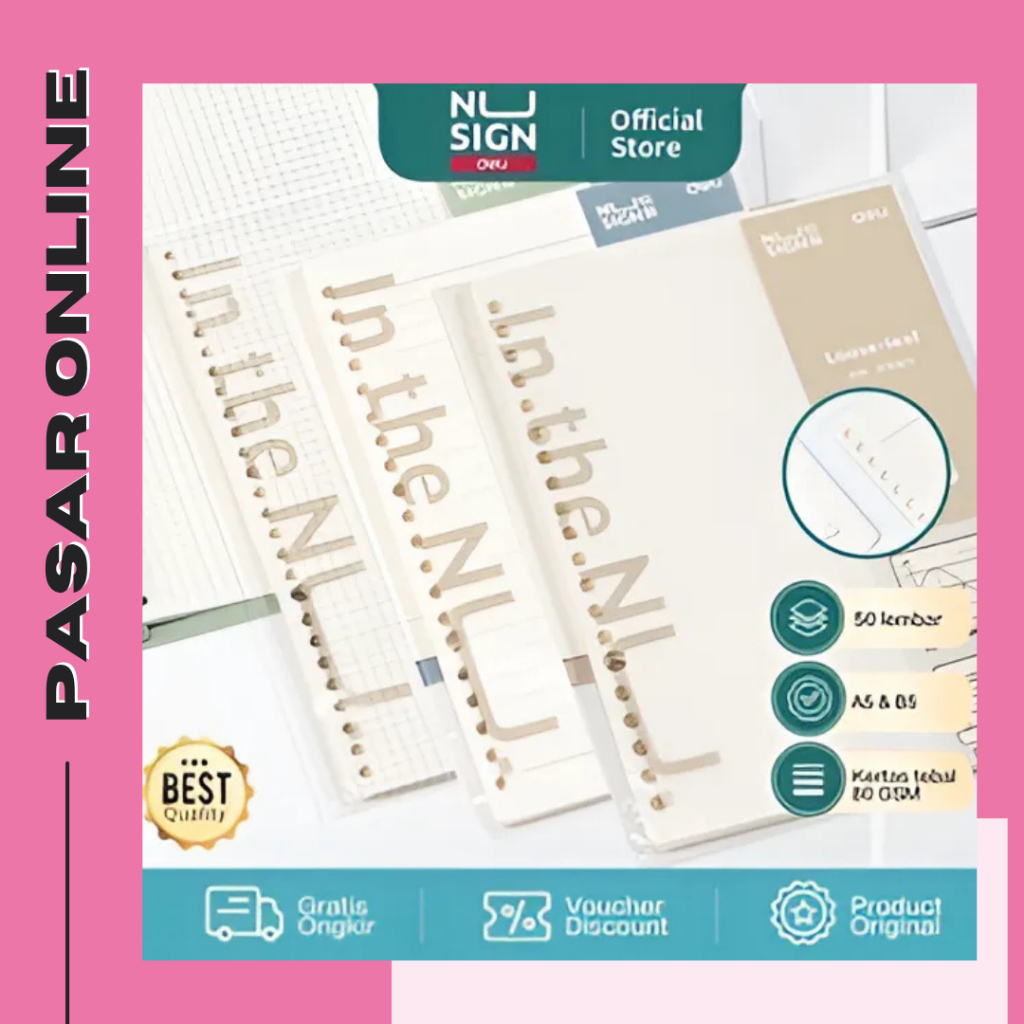 

DELI045 Nusign Loose-leaf Notebook Refill / Isi Binder A5 B5 50 Lembar NS31X Y1684