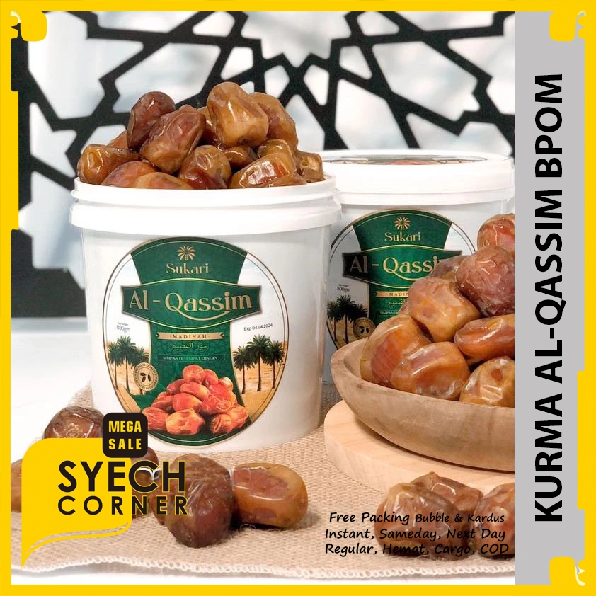 

Kurma Sukari Ember 750gr Orginal BPOM Al-Qassim Al-Qossim Premium Ruthob
