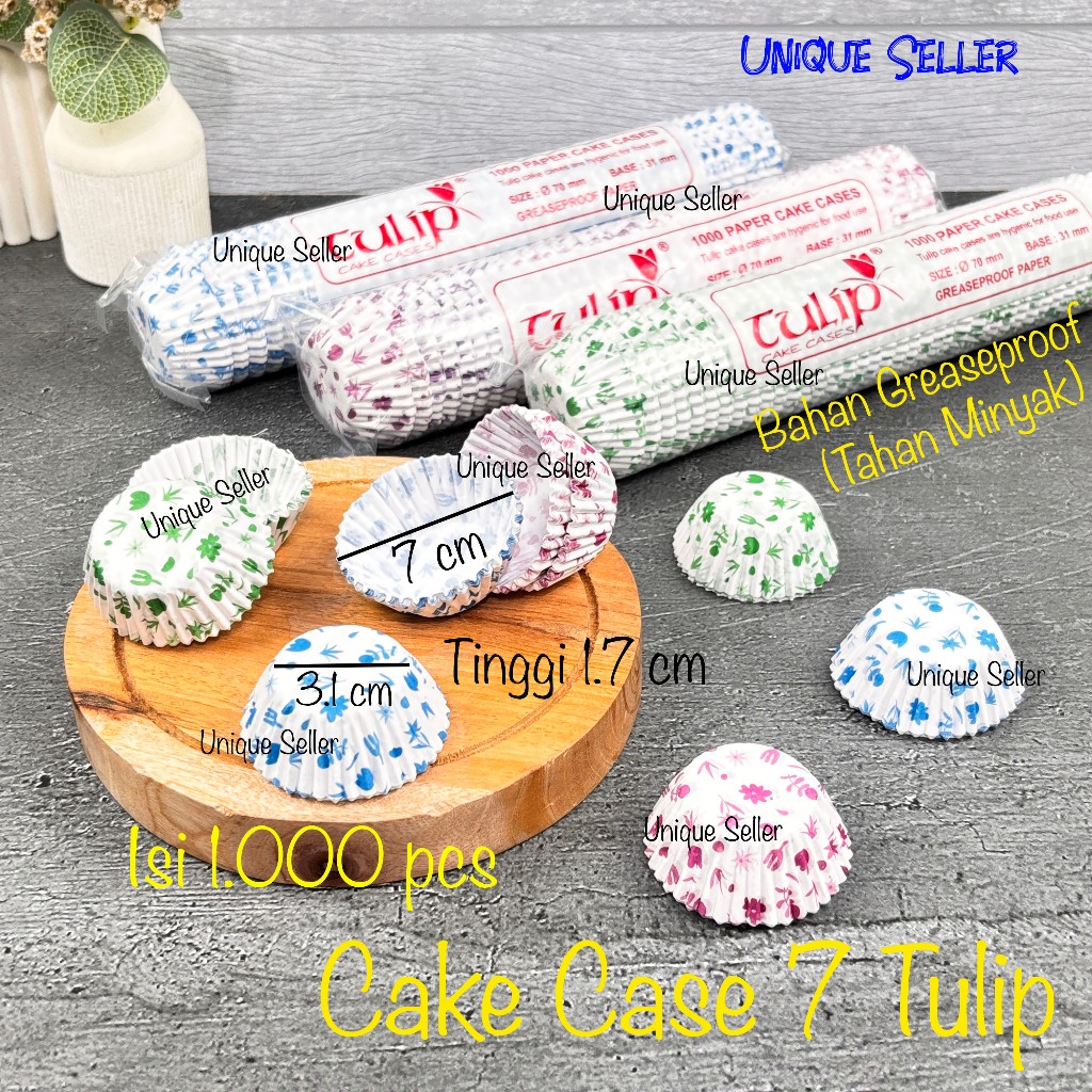 [Isi1000] Cake Case 7 MOTIF TULIP Anti Minyak Greaseproof Paper Kertas Alas Pie Susu Mochi Kue Pia