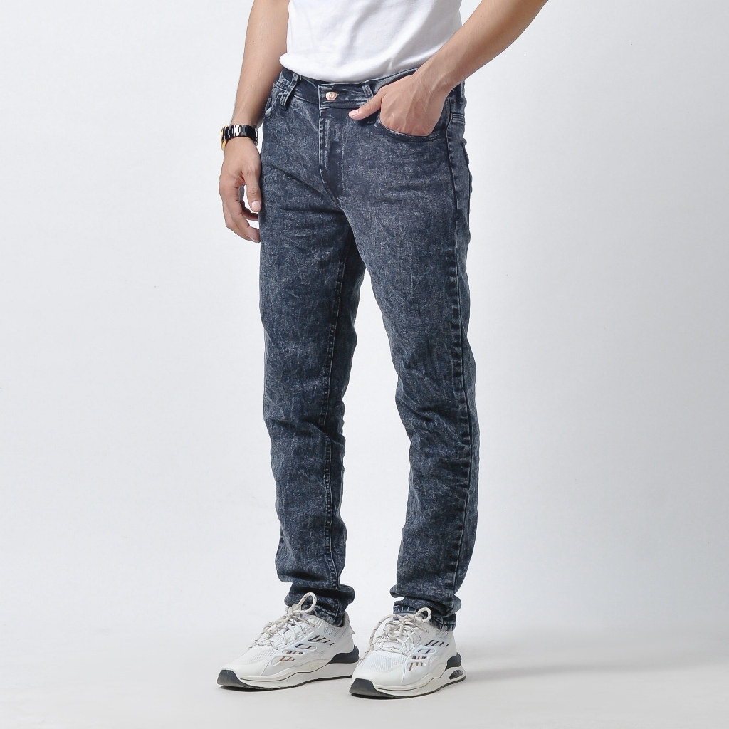 NZL - Celana Jeans Pria Panjang Skinny Snow Acid Grey Cowok
