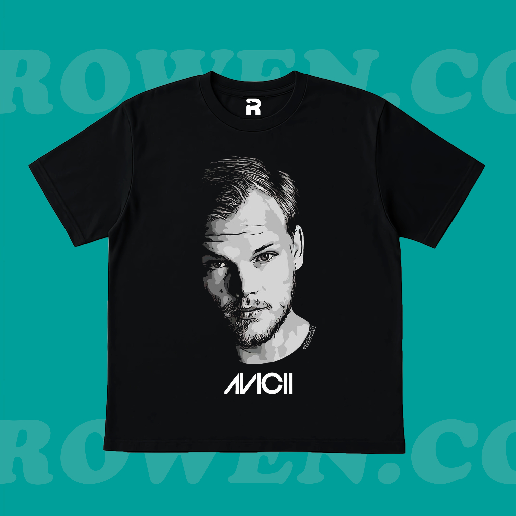 ROWEN.CO | KAOS BAJU AVICII FACE | T-SHIRT OVERSIZE HITAM STYLE Y2K VINTAGE | PRIA WANITA DEWASA CRO