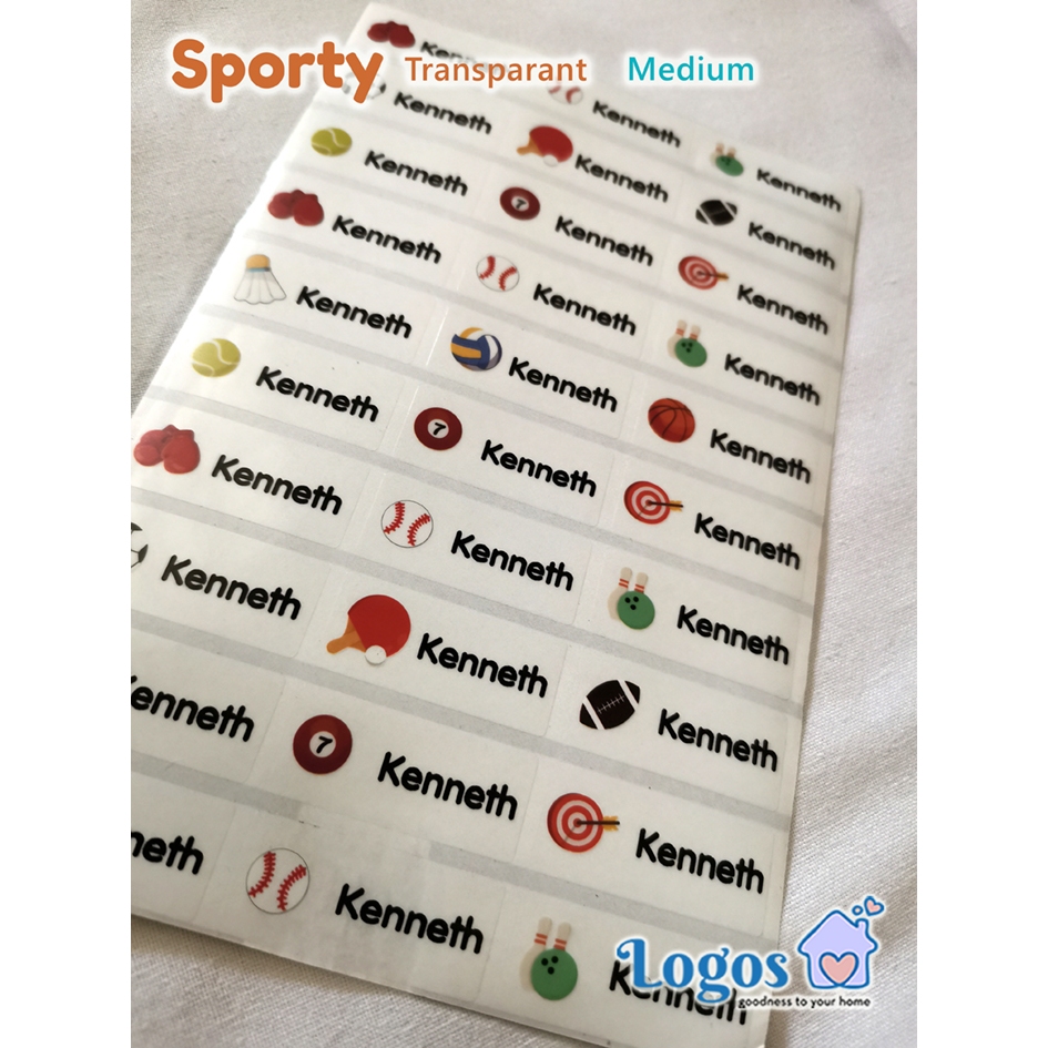 

Sporty Transparant Medium Label nama waterproof Sports Name Sticker stiker nama anak