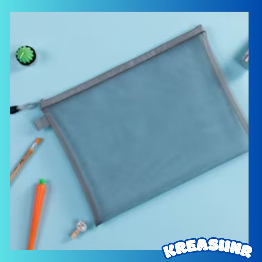 

Tempat Pensil Jaring Transparan / Zipper Bag Penyimpanan Serbaguna